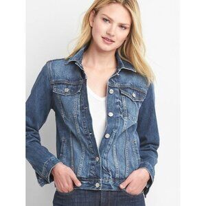 Gap Women's Icon Denim Jean Jacket Saddle Blue Faded Size Small Grunge Indie